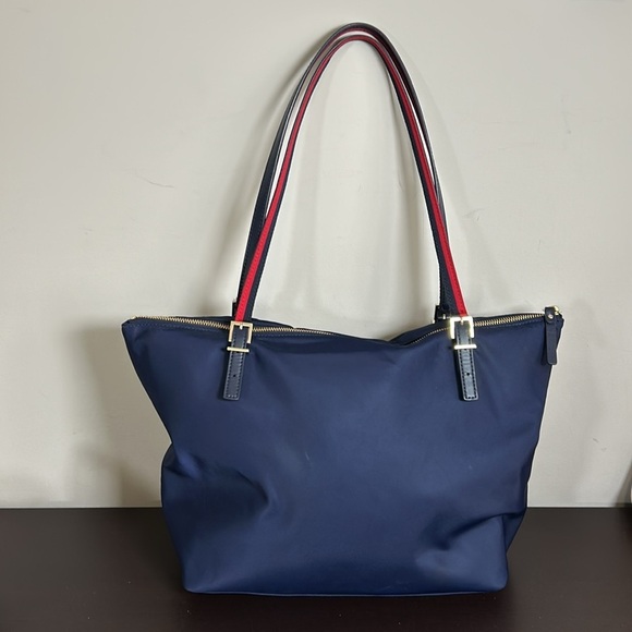 Kate Spade Watson Purse Lane Varsity Stripe Maya Bag Navy Blue AND Cosmetic Bag - Picture 6 of 16